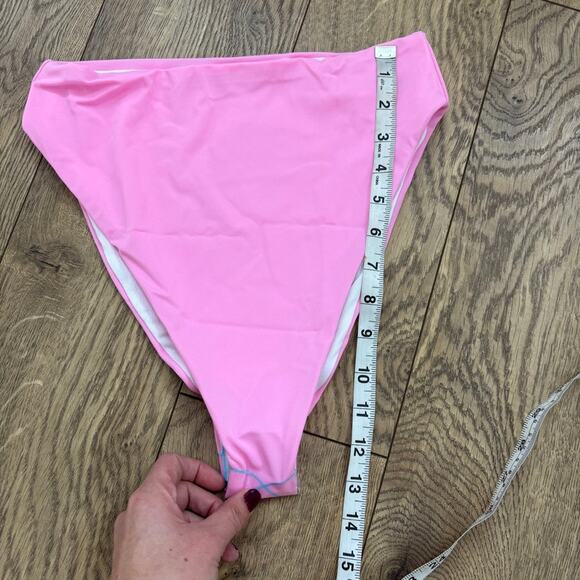 NWOT ASOS High-Leg High-Waist Bikini Bottom Bright Pink Mix & Match Sz 6 - Picture 7 of 8